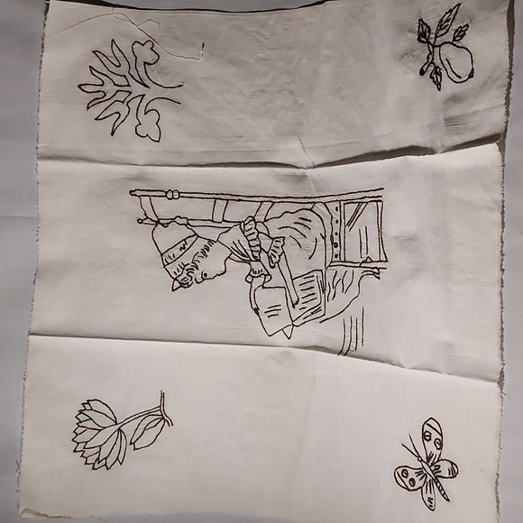 Handmade Embroidered Table Scarfs Women Pictured Black Embrodery - Picture 5 of 10